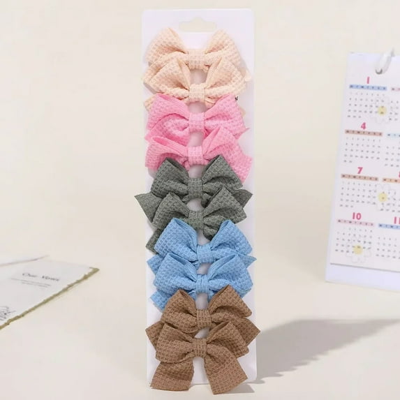 10Pcs/Set Girls Solid Hairpins Hair Bows Clips Gift Nylon Safe Hair Clip Barrettes for Infants Toddlers Kids Hair Accessories