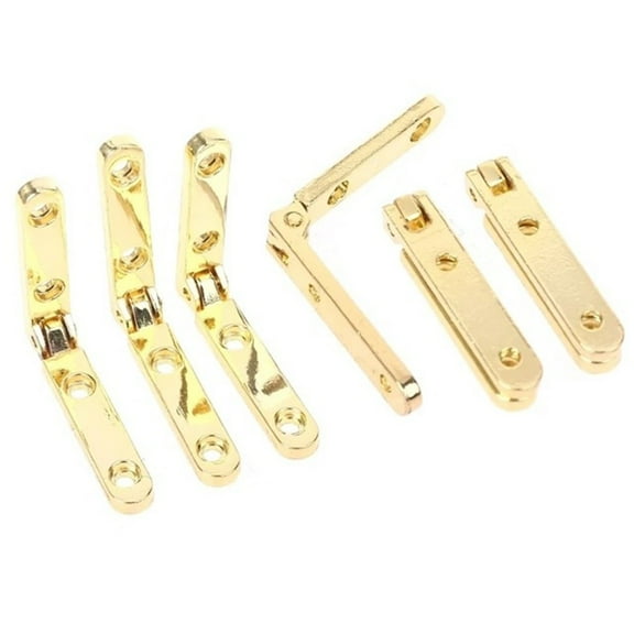 10Pcs/Set Gold Folding 90 Degree Hinges Zinc Alloy Spring Hinge For Wooden Box Jewellery Case Self Locking Fold Feet Hinges Fangkenuo