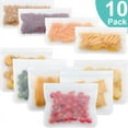 thumbnail image 1 of 10Pcs/Set Kitchen Silicone Storage Bag, PEVA Food Freshness Storage Containers, Reusable Food Storage Bags Stand Up Zip Shut Bag Cup Fresh Bag, 1 of 7