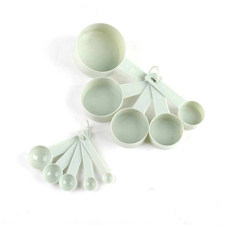 10Pcs/Set Measuring Cup Spoons Pure Color Combination Cute Measuring Tools  Spoons Kitchen Gadgets Measuring Cup Baking Tools LIGHT GREEN