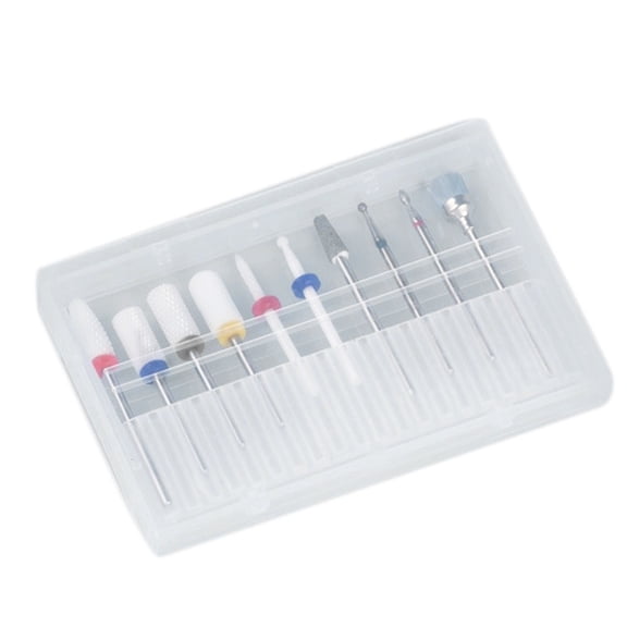 10Pcs/Set Nail Drill Bit Set Ceramic Tungsten Carbide Nail Art Diamond Grinding Head Set for Manicure