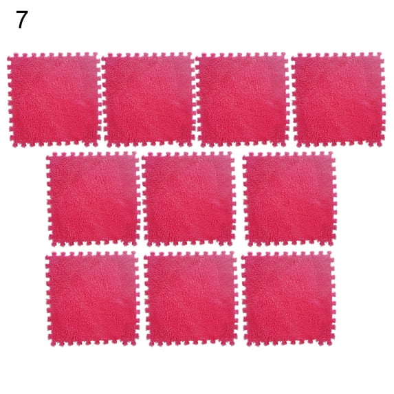 10Pcs/Set Puzzle Carpet Shaggy Easy Installation Square Fluffy Carpet Tiles Plush Area Rug for Parlor