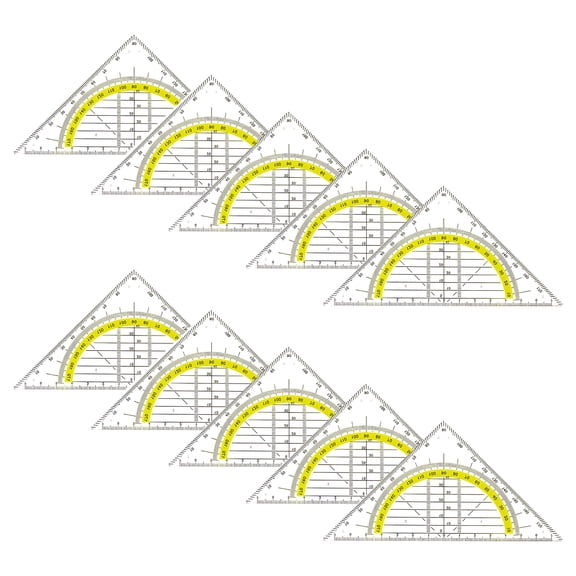 10Pcs Set Square Built-in 180 Degrees Protractor Angles Measurement Tool Math Drafting Ruler for Architectural Drawing