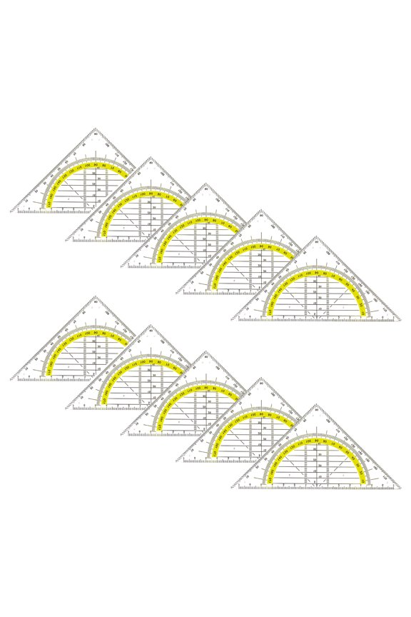 10Pcs Set Square Built-in 180 Degrees Protractor Angles Measurement Tool Math Drafting Ruler for Architectural Drawing