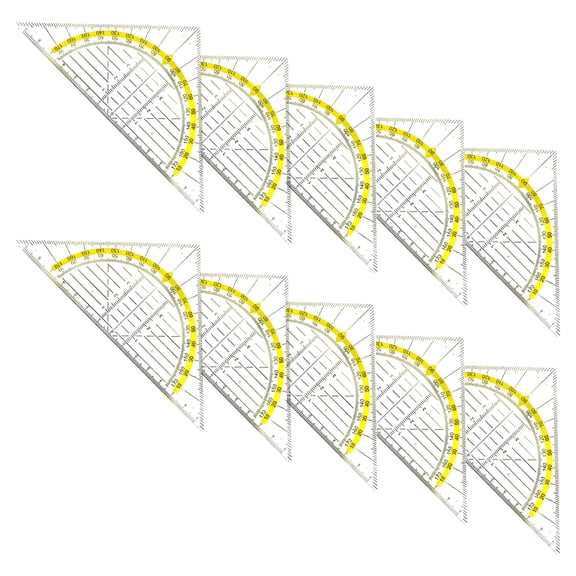 10Pcs Set Square Built-in 180 Degrees Protractor Angles Measurement Tool Math Drafting Ruler for Architectural Drawing