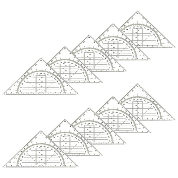 10Pcs Set Square with 180 Degrees Protractors for Engineering Drafting Drawing