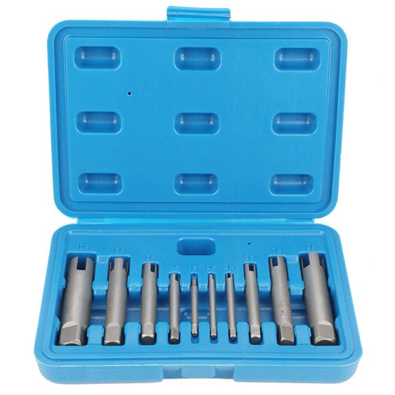 10Pcs/Set Steel Broken Head Taps Stripped Screw Remover Kit Tap Extractor Set (#C 656g/23.1oz)