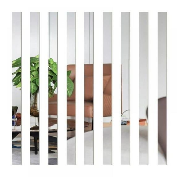 10Pcs/Set Striped Design Mirror Stickers, Self Adhesive Removable Acrylic Mirror Sheets Wall Decals for Home Art Room Bedroom Background Decoration