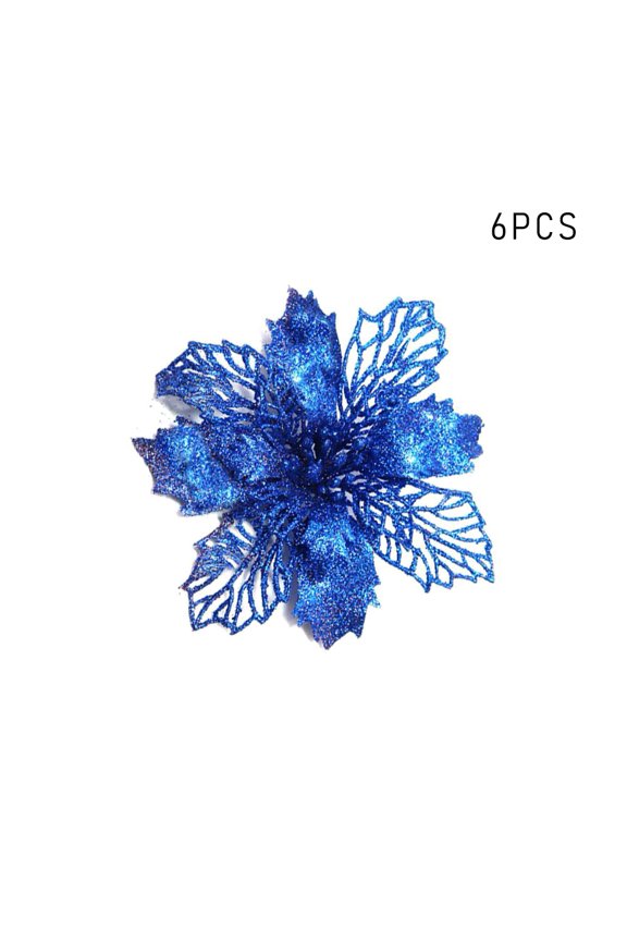 10Pcs/Set Sunsent Christmas Openwork Flowers Christmas Tree Pendants Colorful Christmas Tree Decoration Artificial Flower Decoration