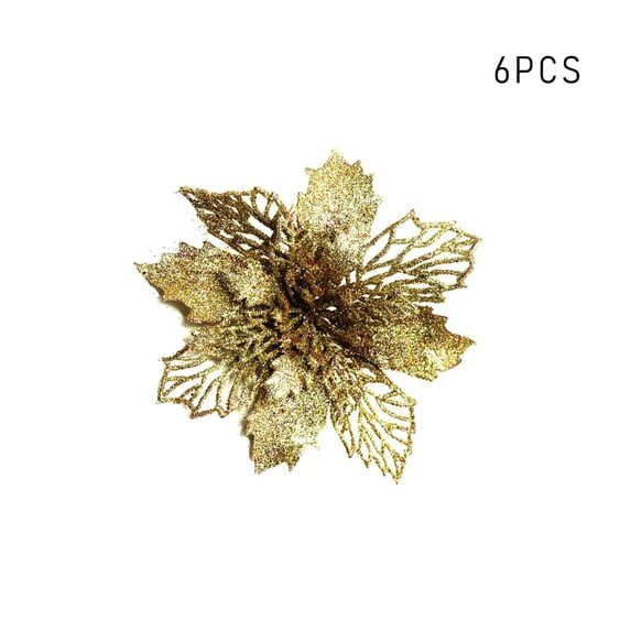 10Pcs/Set Sunsent Christmas Openwork Flowers Christmas Tree Pendants Colorful Christmas Tree Decoration Artificial Flower Decoration