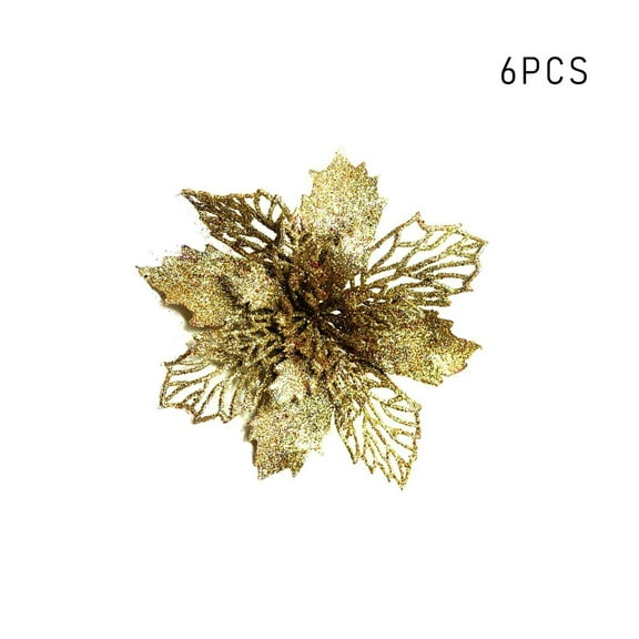 10Pcs/Set Sunsent Christmas Openwork Flowers Christmas Tree Pendants Colorful Christmas Tree Decoration Artificial Flower Decoration