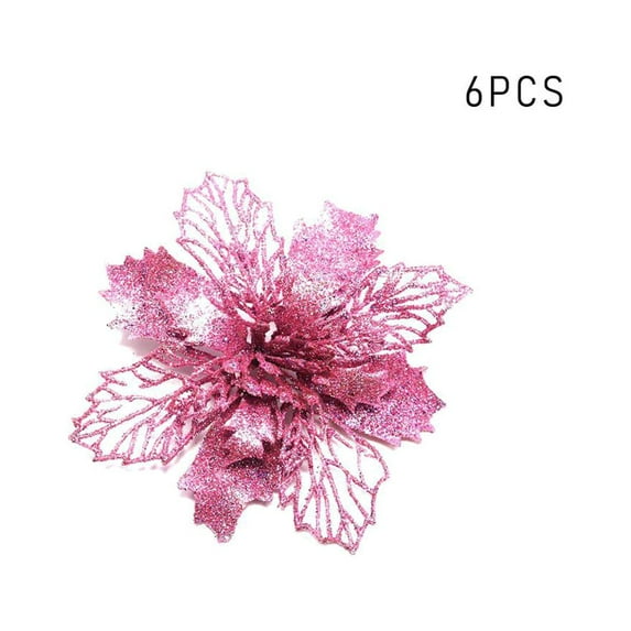 10Pcs/Set Sunsent Christmas Openwork Flowers Christmas Tree Pendants Colorful Christmas Tree Decoration Artificial Flower Decoration