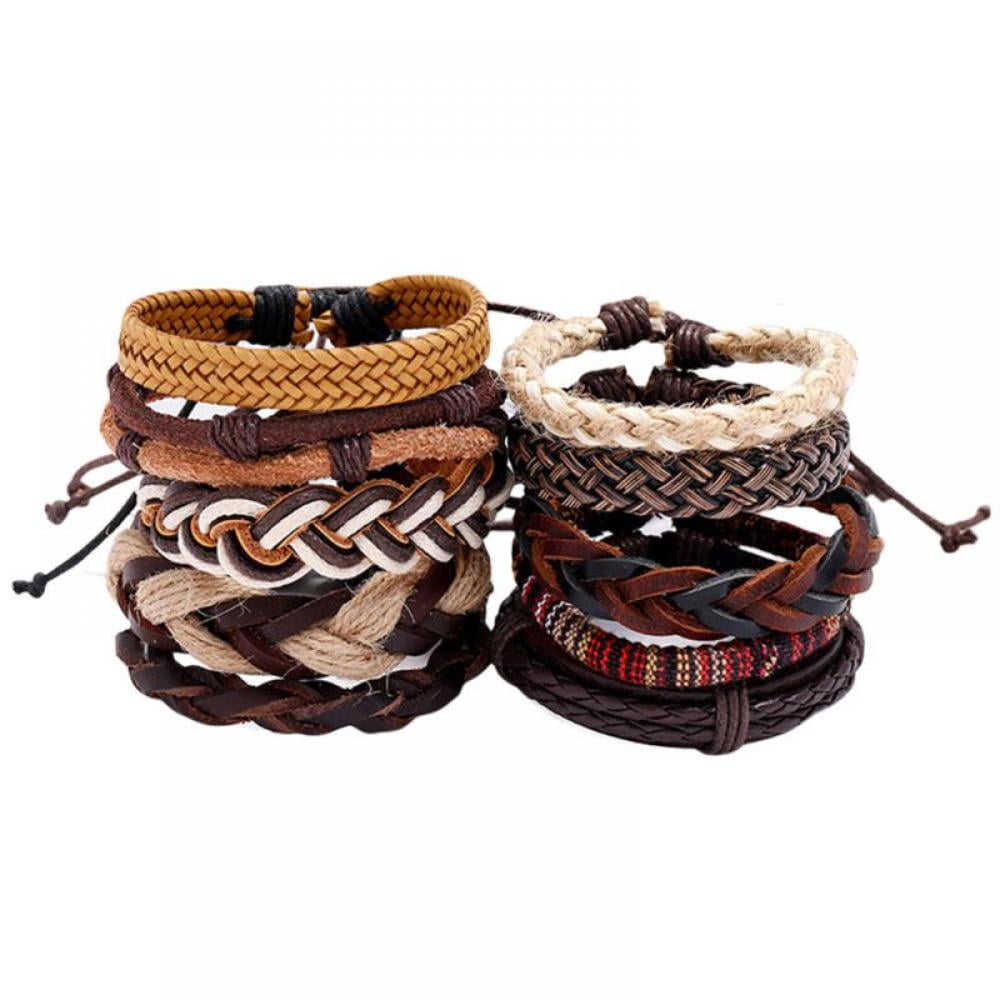 Dropship 4 Sets Braided Leather Bracelets For Men Women