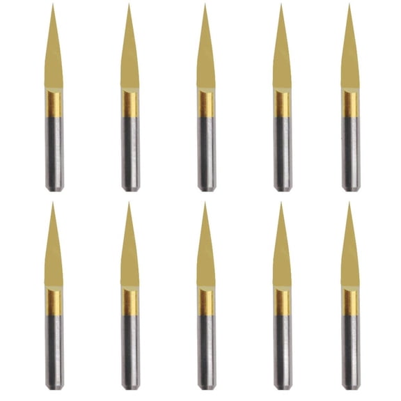 10Pcs/Set for Titanium Coated Carbide PCB Engraving 15 0.1mm CNC Bit Router Too