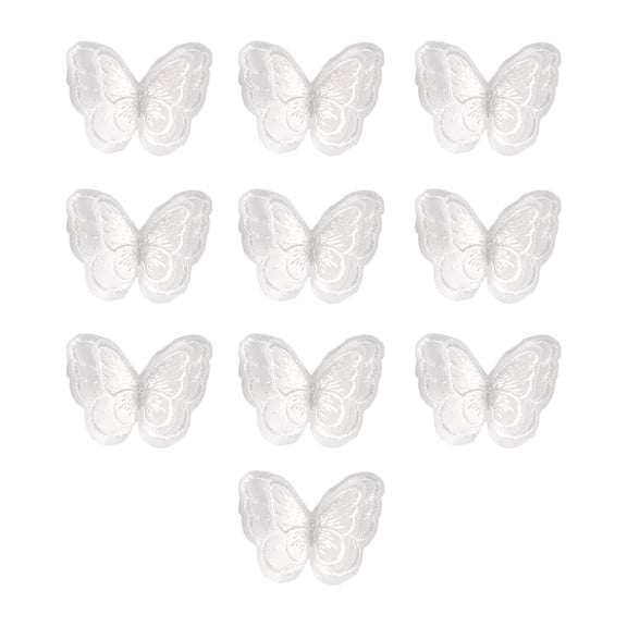 10Pcs Sew on Organza Patches Double Layer Butterfly Appliques Embroidered Applique for Sewing Craft Hair Accessories