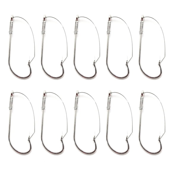 10Pcs Sharply Weedless Fishings Hook Wackys Rig Hook Long Neck Hook Replacement for Freshwater and Saltwater Fishings
