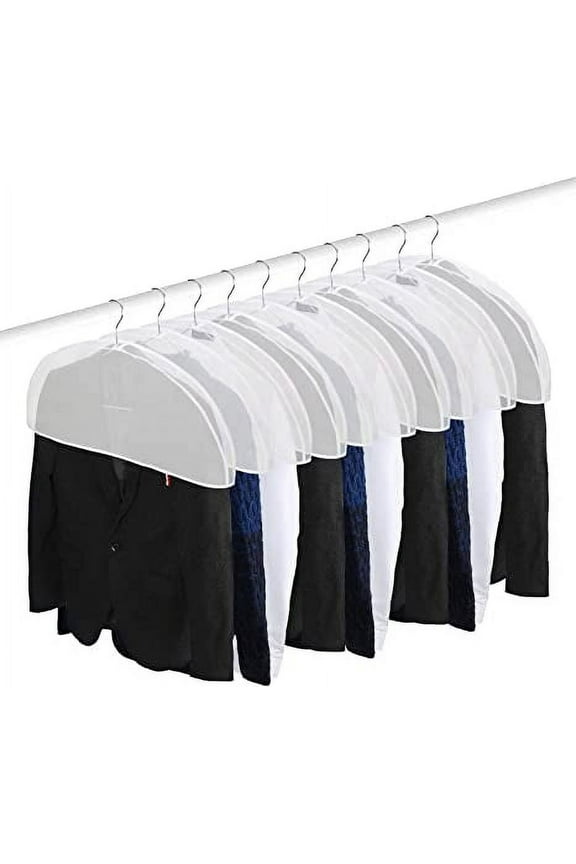 10Pcs Shoulder Cover for Hanging Clothes, Garment Dust Cover Protectors, Clear Jacket Cover for Suit, Coat, Jackets, Blouses, Dress(24"x11"x2")