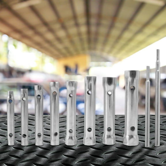 10Pcs Shower Valve Socket Wrench Set Carbon Steel Plumber Socket Wrench Double-Ended Tubular Spanner Set Extended Spark Plug Spanner Tap Installation Wrench 6-22mm for Water Tap