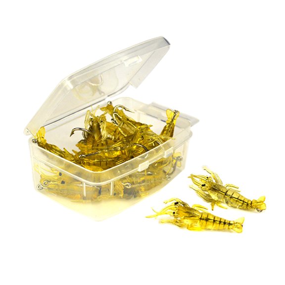 10Pcs Shrimp Lures Silicone Shrimp Baits Soft Glows Simulation Prawn Shrimp Artificial Baits Fishing Lures with Hook