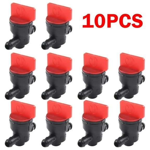10Pcs Shut Off Valves 1/4" Fuel Line Black+Red Plastic New And High Quality Fits For Outdoor Power Equipment Garden Tool