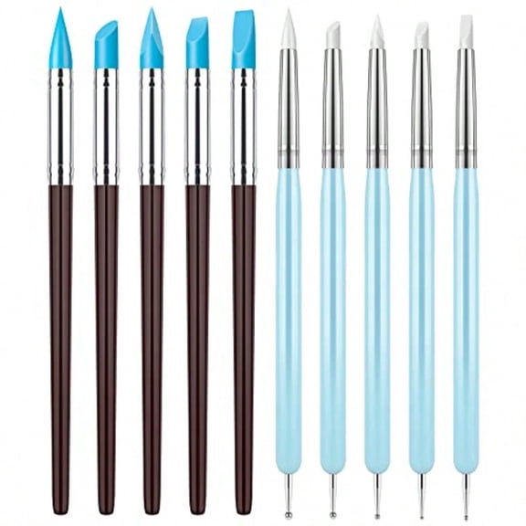 10Pcs Silicone Clay Sculpting Tool Modeling Dotting Tool Py Craft use for DIY Handicraft Silicone Brush Sculpture Py Nail Art