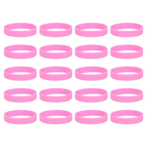 Uxcell 20Pcs Silicone Rubber Bands Non-slip Elastic Rubber Wrapping Bands Pink