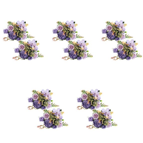 , 10Pcs Silk Hydrangea Flower Bouquet Flowers Arrangements Table Centerpieces (Purple)