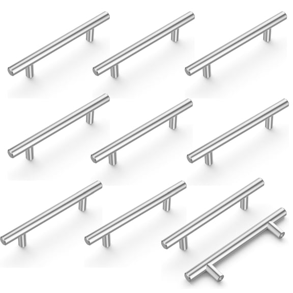 10Pcs Silver Drawer Pulls,5.9In Long Stainless Steel Cupboard Pulls,Durable Modern Hardware for Kitchen Bathroom,Cabinets,Cupboard