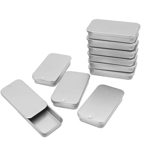 10Pcs Silver Tin Empty Box for Lip Balm Solid Perfume,Tiny Tin Box Containers - Slide Top, Mini Storage Organizers