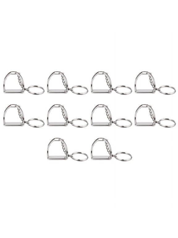 10Pcs Simple Elegant Design Western Stirrup Keychain Key Ring Hanger Tool for Men Women Bag Decoration Equestrian
