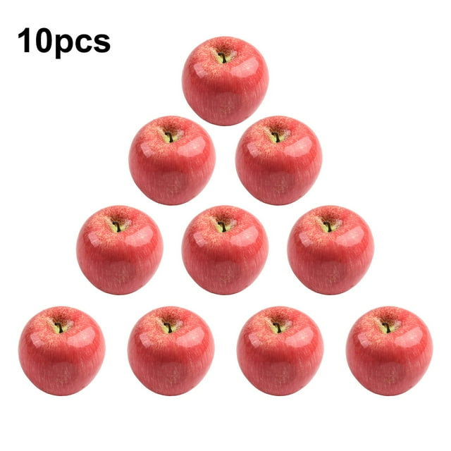 10Pcs Simulation Fruit Plastic Fake Red Apples Artificial Green Apples Kitchen Home Party Decoration Photography Props (Red)