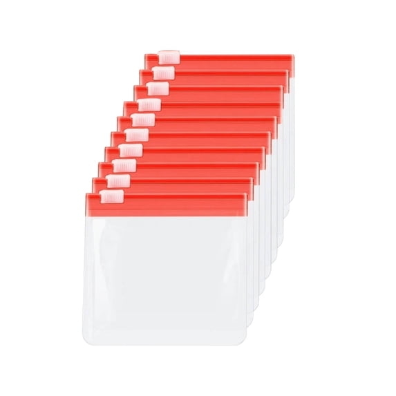 10Pcs Slider Zipper Storage Pouches Reusable Sealed Organizer Bags For Pantry Snacks Travel Small Accessories(Red-7.5Cm)