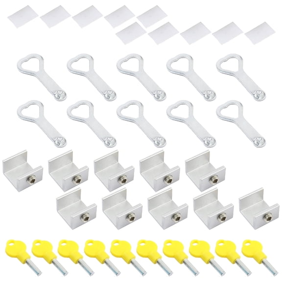 10Pcs Sliding Window Lock with Key Window Stoppers Window Security Lock for Horizontal Sliding Window Easy Installation