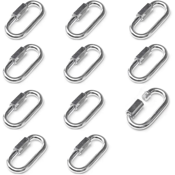 10Pcs Small Carabiner Clips Stainless Steel Screw Quick Link Link Key Ring Clips Carabiner Chain Connectors Heavy Duty Oval D Shape Locking Clips for Outdoors/Indoors Camping & Hiking Accessories
