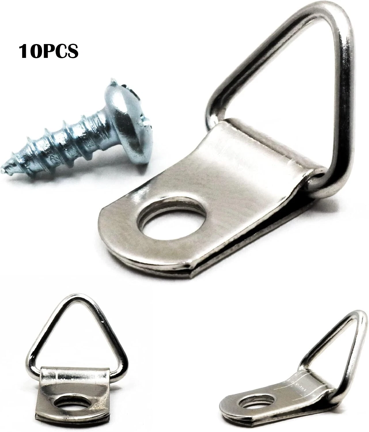 10Pcs Small D-Ring Picture Hangers With Screws Frame Triangle Ring Hanger