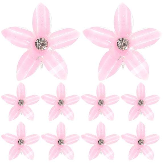 10Pcs Small Hair Claw Clips Mini Flower Hair Barrettes Sweet Flower Rhinestone Hair Clips for Party Wedding Daily Wear, Pink