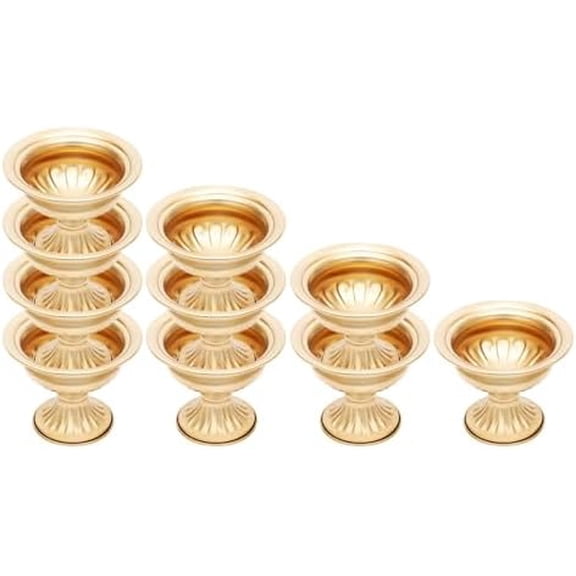 10Pcs Small Metal Trumpet Flower Vases for Centerpieces, 5" H Gold Urn Planter Elegant Flower Stand for Wedding Decoration, Ceremony, Party, Home$$Home Decor, Kitchen, & Other