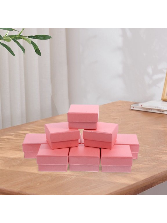 10Pcs Small Pink Jewelry Case with Lid for Earrings Pendants and Rings