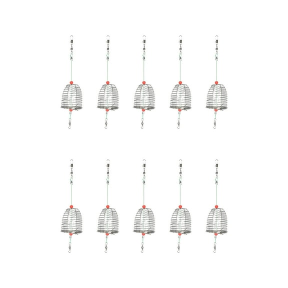 10Pcs Small Size Stainless Steel Fishing Bait Cage Metal Bait Feeder Casting Nesting Basket for Angling
