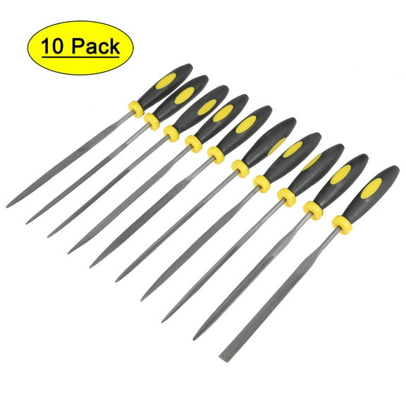 10Pcs Smooth Cut Bearing Steel Needle File Set with Rubber Handle, 3mm x 150mm