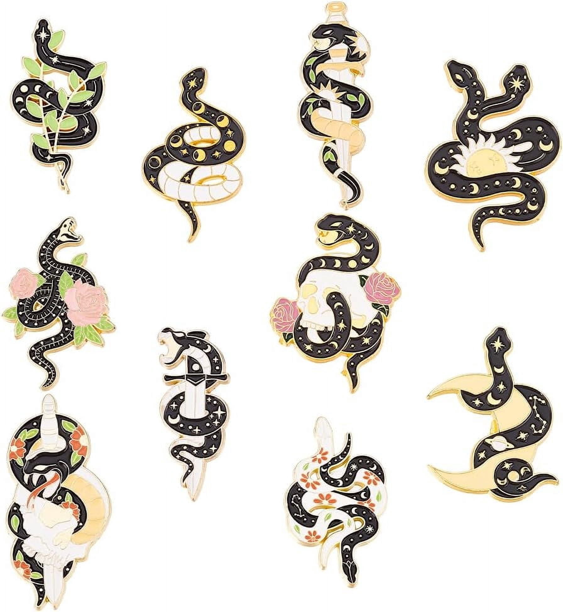 Snake Key Pin 10Pcs Snake Enamel Pin 11 Styles Alloy Animal Enamel Brooch Pins Snake ...
