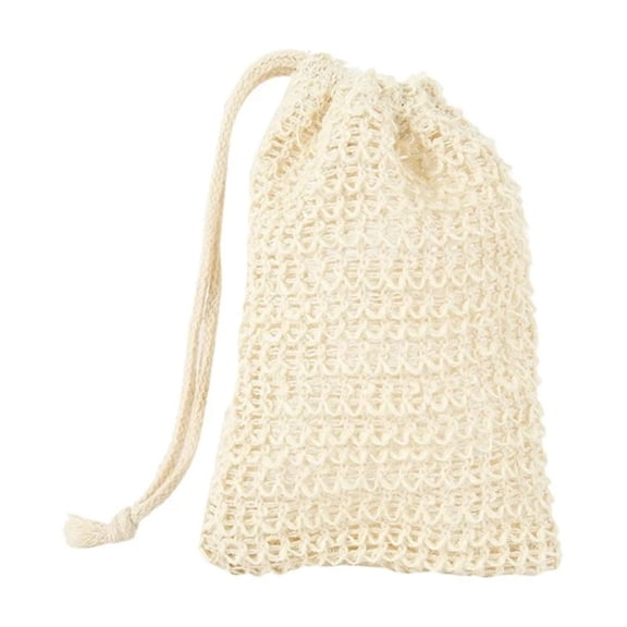 10Pcs Soap Saver Bag, Natural Sisal Exfoliating Mesh Soap Pouch for Bar Soap, Foaming & Drying Soap Bar Bag with Drawstring Closure, Reusable Soap Packaging for Shower & Travel, Beige (9 x 14 cm)