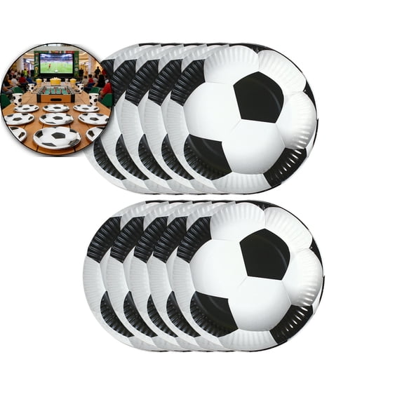 10Pcs Soccer Party Round Paper Plates 7" Soccer Disposable Paper Plates for Balls Sports Theme Party Decorations
