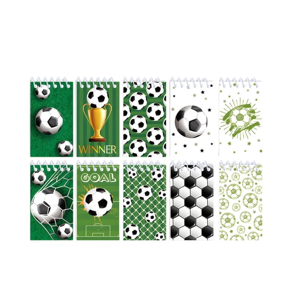 10Pcs Soccer Theme Coil Notebook, Mini Portable Journal With Flexible Covers, Perfect For Students Daily Notes And School Supplies