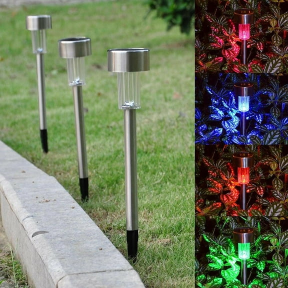10Pcs Solar Led Lights Path Outdoor Street Lights Yard Garden Walkway Lights, Multi-Color