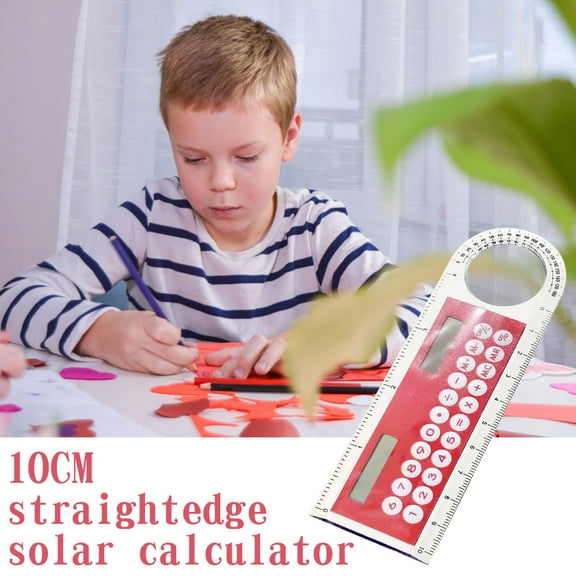 10Pcs Solar Ruler Calculator, Fufafayo Solar Ruler Calculator 3-in- 10cm Multifunctional Teen Tool, Large Display Mini Card Ruler with Angle Magnifier for Study Office Stationery Gift
