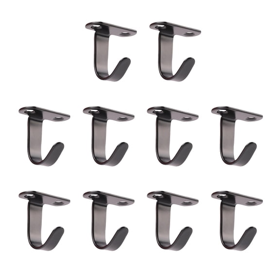 10Pcs Space Saving Ceiling Hooks Multipurpose Black Utility Hooks Stainless Steel Wall Mount Clothes Hanger for Bathroom