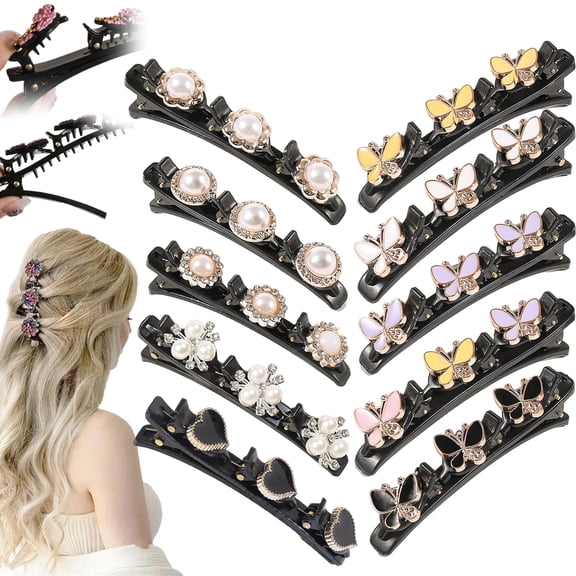 10Pcs Sparkling Crystal Stone Braided Hair Clips,Braided Hair Clips for Women, Rhinestone Crystal Braided Hair Clips Accessories for Styling Sectioning,Hair Braid Clips for Women and Girls(10PC-C)