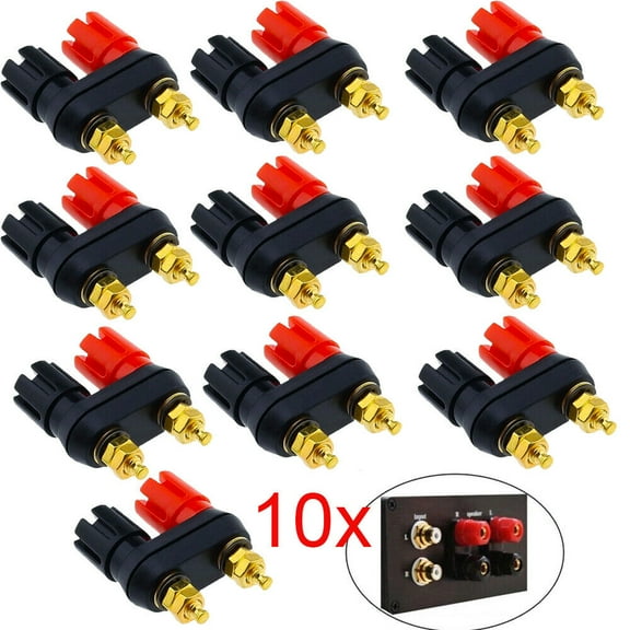 10Pcs Speaker Amplifier Terminal Binding Post Dual 2 ways Banana Plug Jack