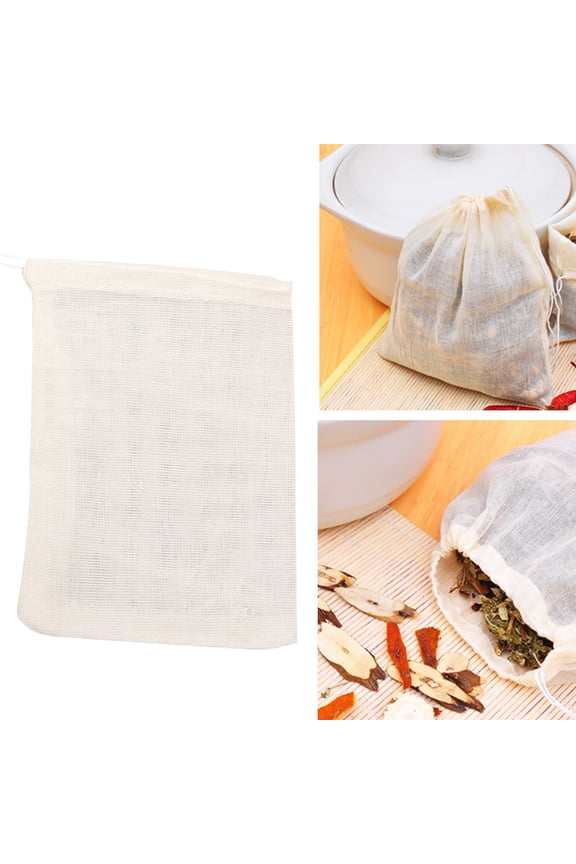 10Pcs Spice Bags for Cooking, Cheesecloth Bags for Straining, Reusable Empty Tea Bags Drawstring Soup Bags Muslin Bags, White